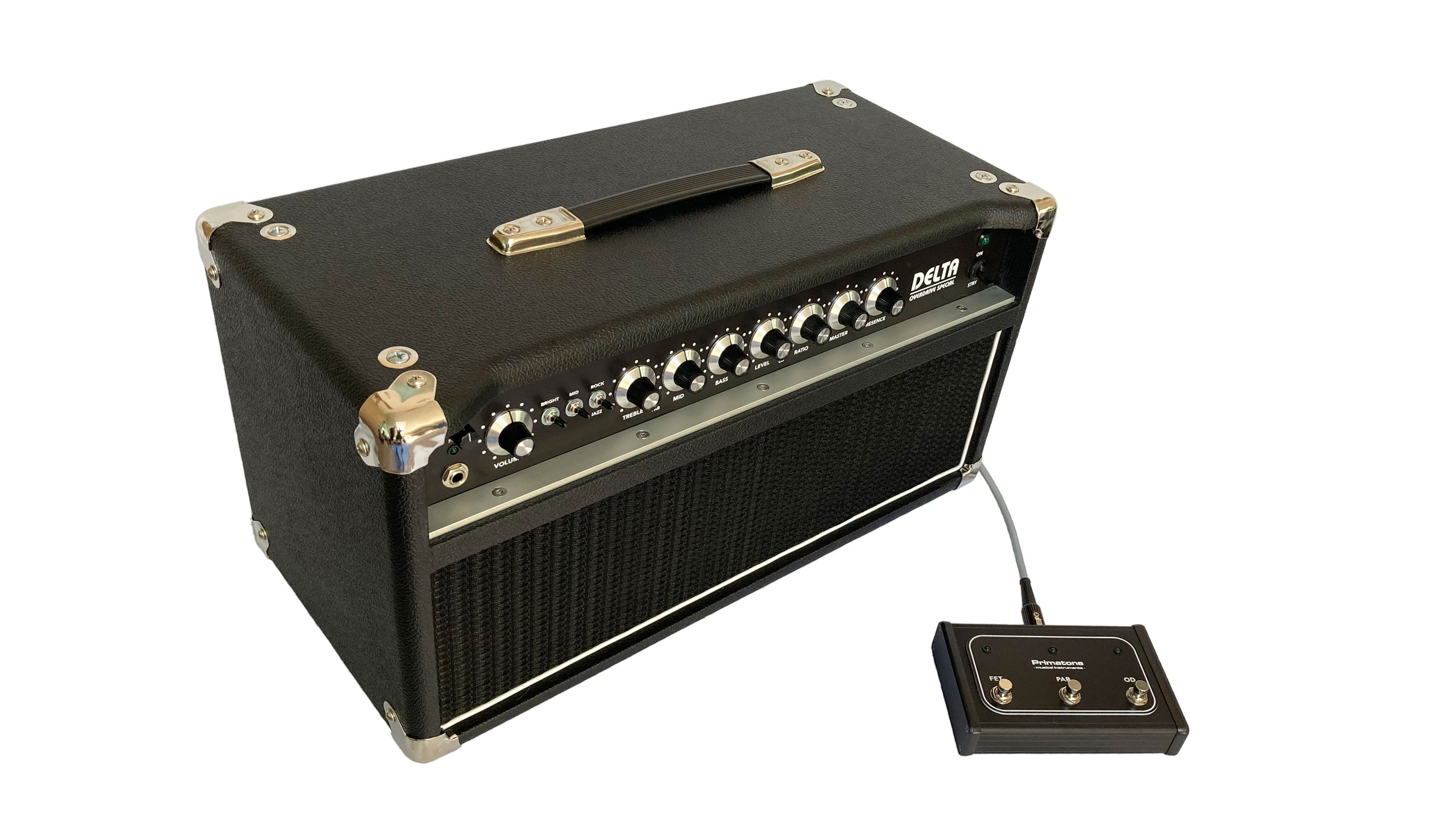 Delta guitar amp - left front high with footswitch